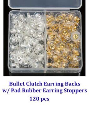 120pcs Bullet Clutch Earring Backs for Studs with Pad Rubber Earring Stoppers